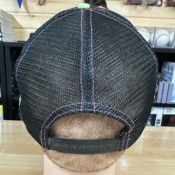 Marineland Hat Trucker Cap Snapback Mesh Black Vintage 80s 3 Stripe USA Rare - Picture 4 of 5